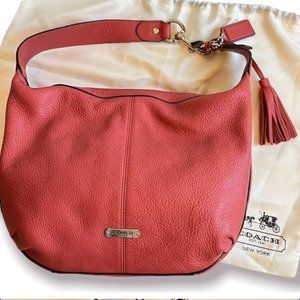 Coach Avery Coral Pebble Leather Hobo Bag 23960 with Dust Bag